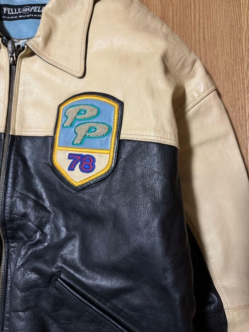 サイズ44 Pelle Pelle バックロゴ 短丈 オールレザージャケット
