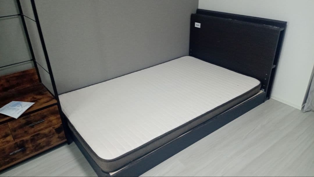 ダークブラウン セミダブル 美品 ベッド マット2枚付 引取歓迎