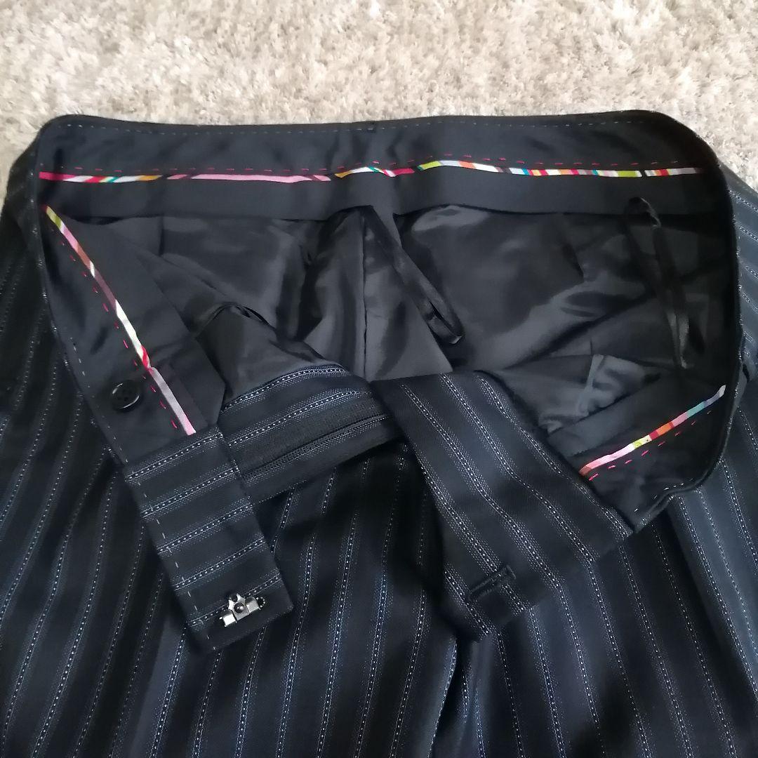 大きいサイズポールスミスブラック　セットアップ　ストライプ 花柄 42 パンツ