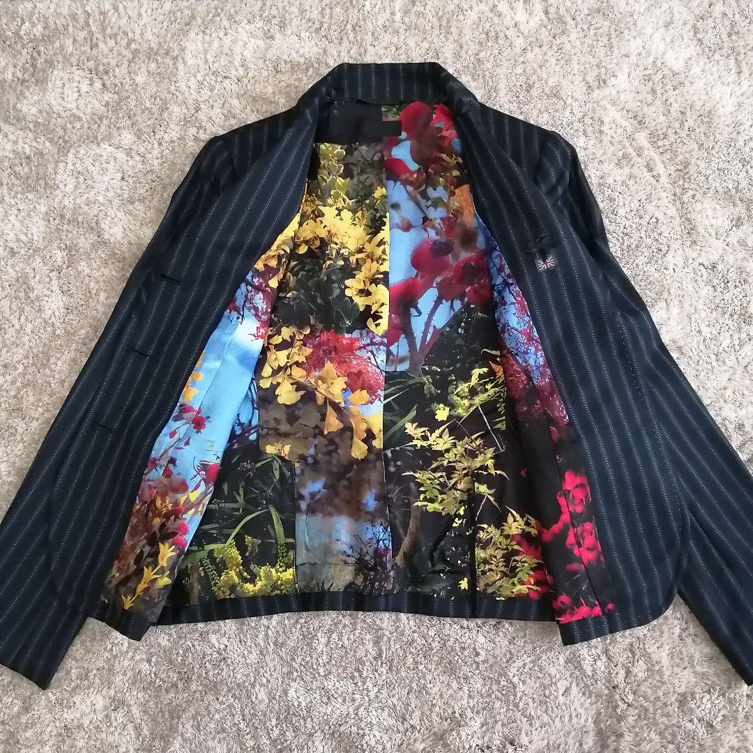 大きいサイズポールスミスブラック　セットアップ　ストライプ 花柄 42 パンツ