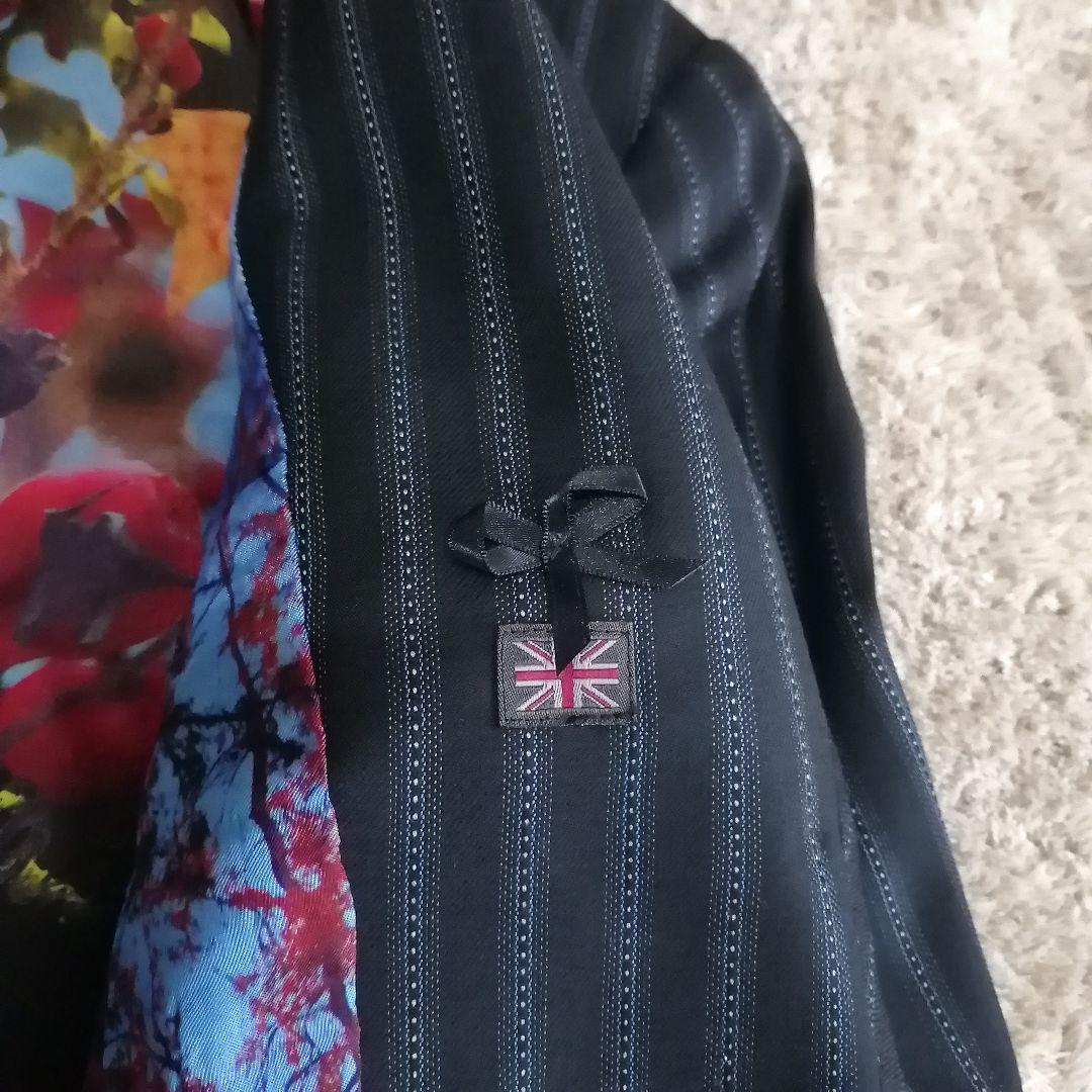 大きいサイズポールスミスブラック　セットアップ　ストライプ 花柄 42 パンツ