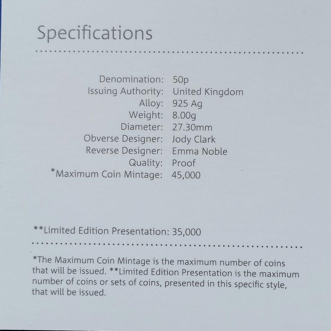 ピーターラビット　50ペンス銀貨（2018年）イギリス