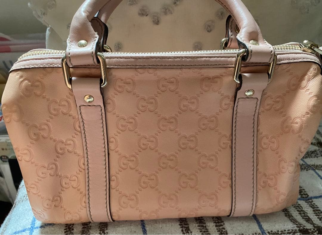 グッチ　シマ　最終価格希少レアベビーピンク羊革　ミニボストン