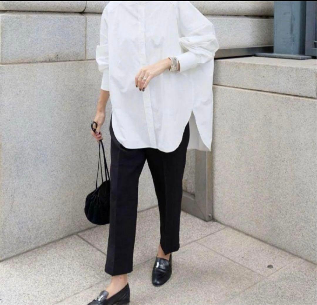 美品 MACCHATスタンドカラー オーバーサイズシャツ ホワイト