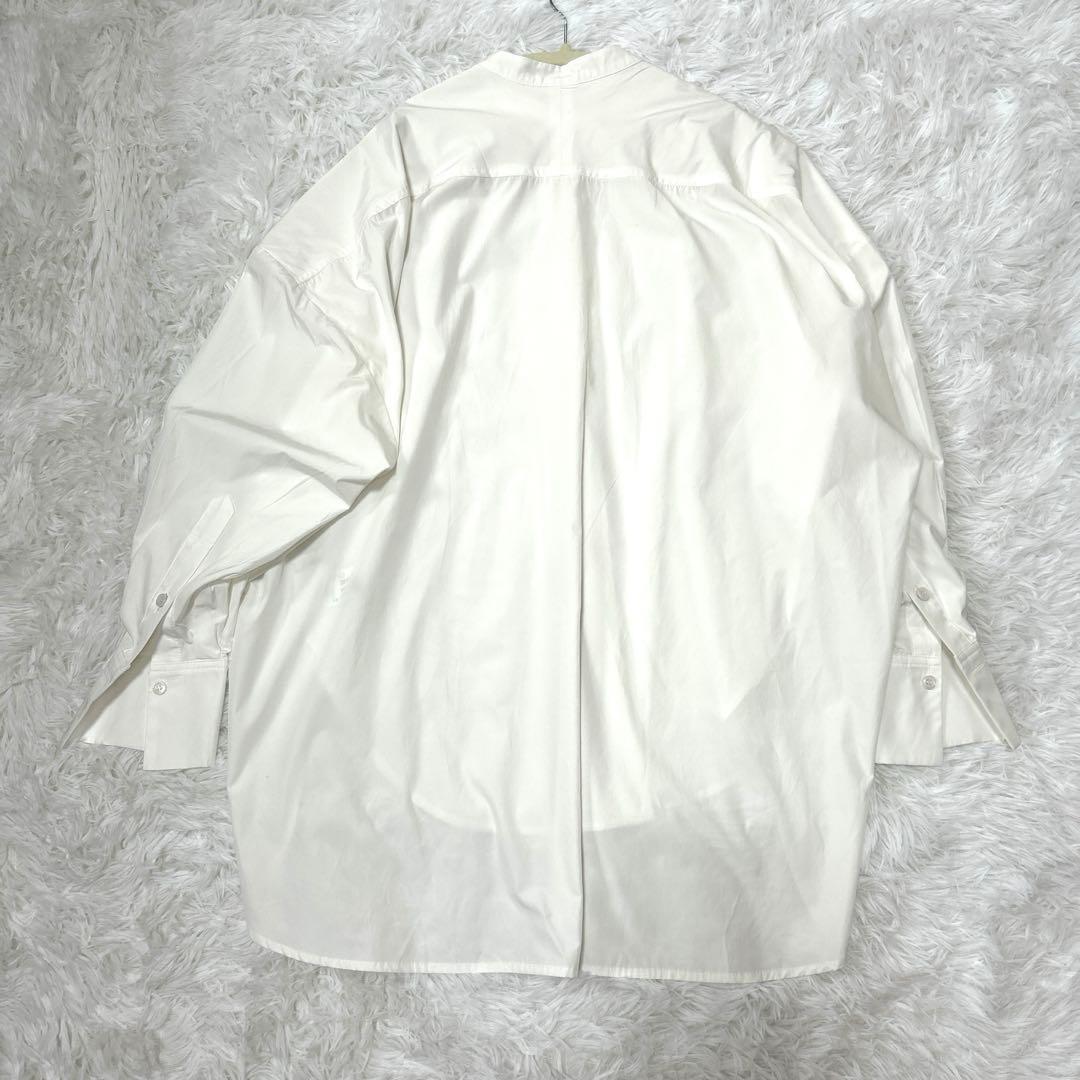 美品 MACCHATスタンドカラー オーバーサイズシャツ ホワイト