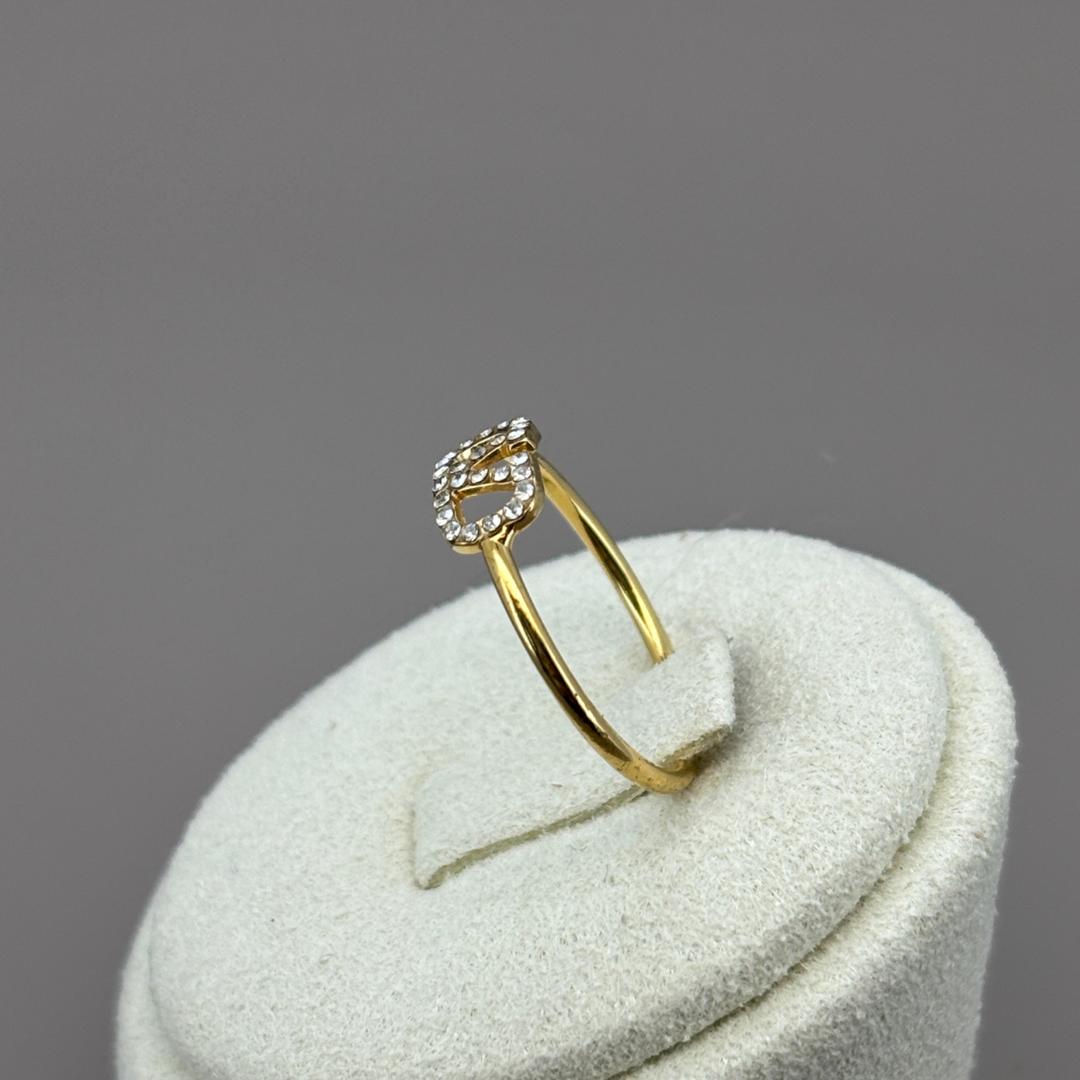 VALENTINO ロゴ ゴールド ラインストーン リング