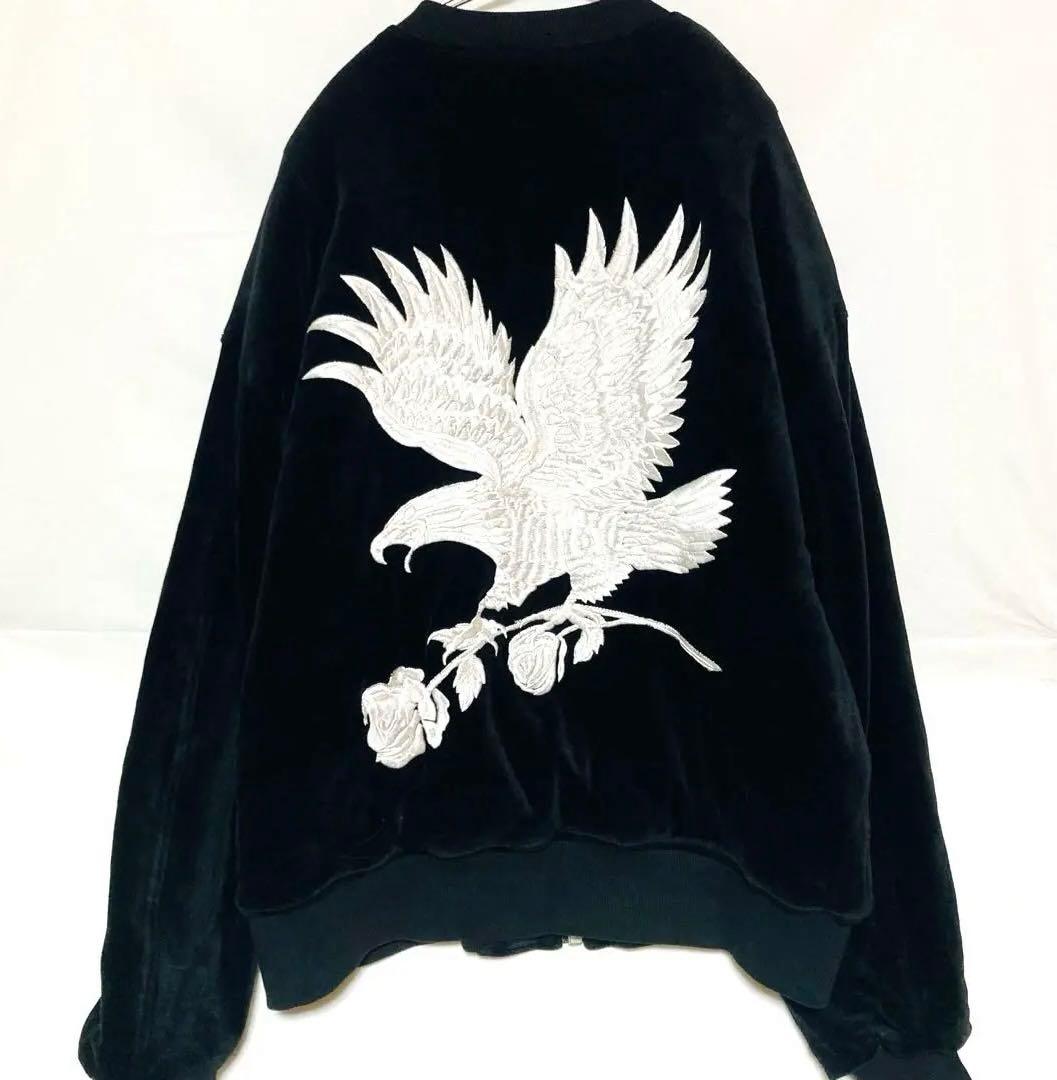 ダンケシェーン 刺繍 ベロア スカジャン オーバーサイズ 顔虎 鷹 イーグル 虎