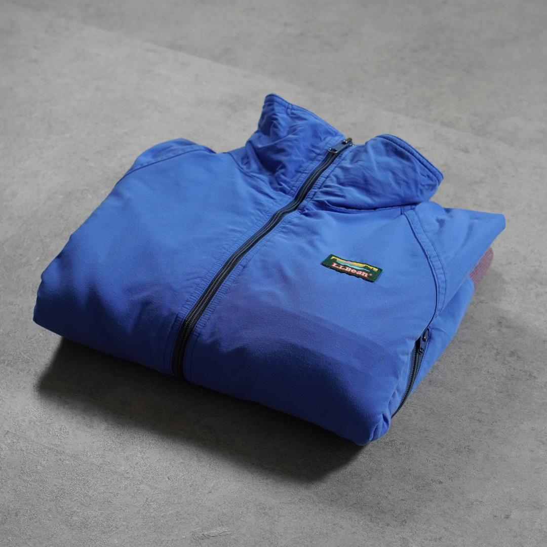 90s L.L.Bean ウォームアップジャケット 裏フリース 短丈 ブルー古着