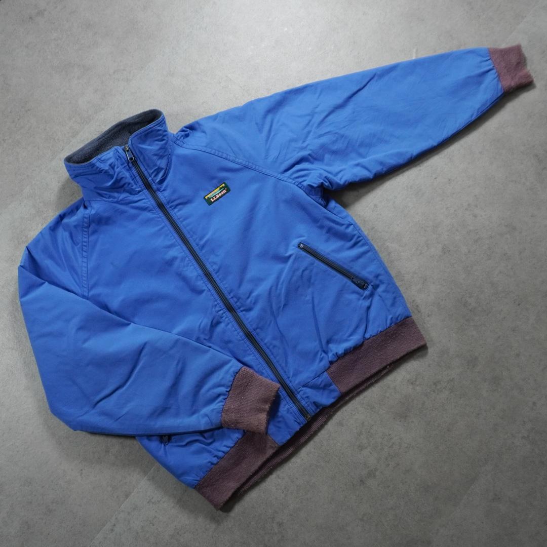 90s L.L.Bean ウォームアップジャケット 裏フリース 短丈 ブルー古着