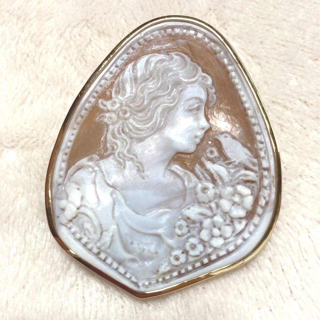 カメオブローチ　k18刻印
