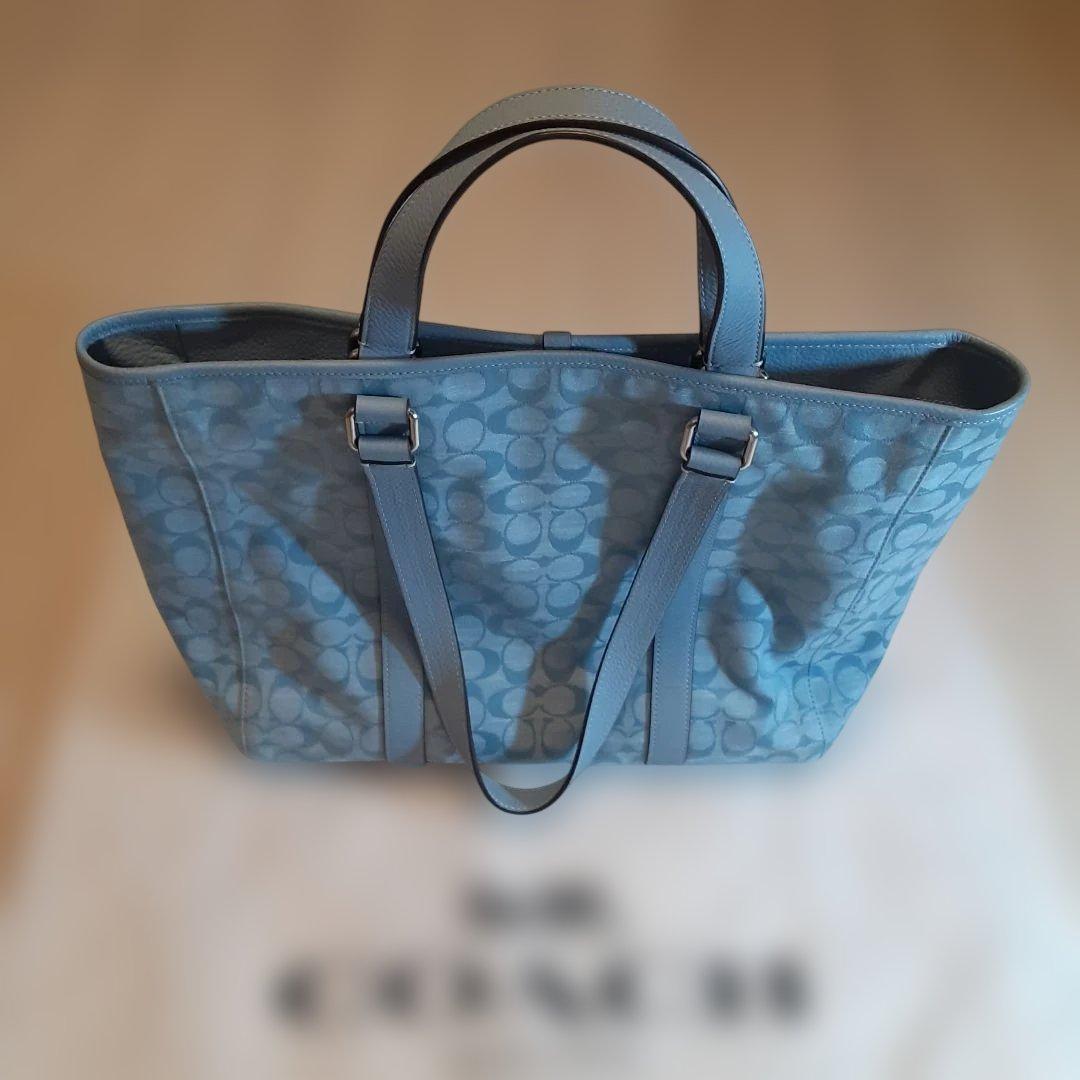 COACH メンズ　ハドソンダブルハンドルトートシグネチャーシャンブレー