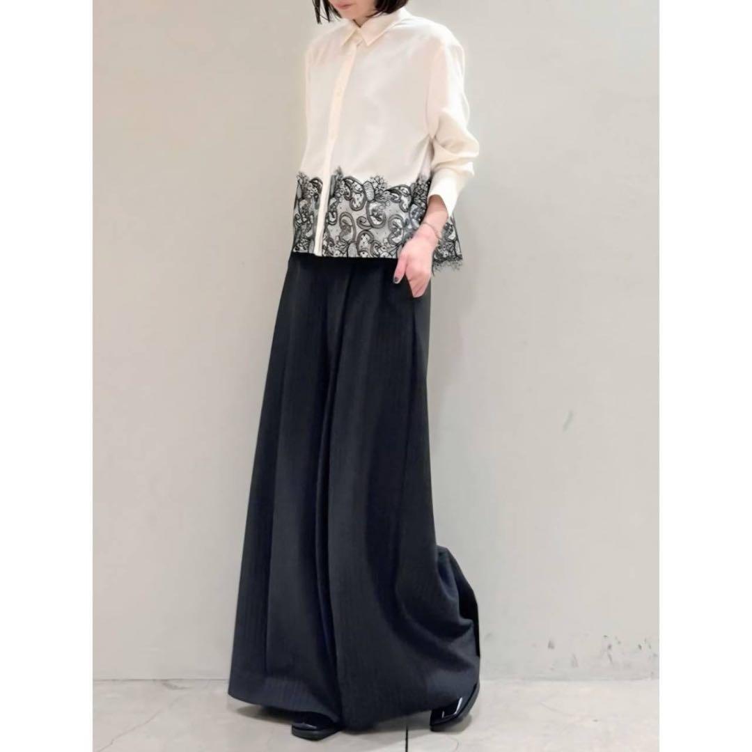 新品 25AW ADORE バイカラー レース ライトジョーゼットブラウス 38