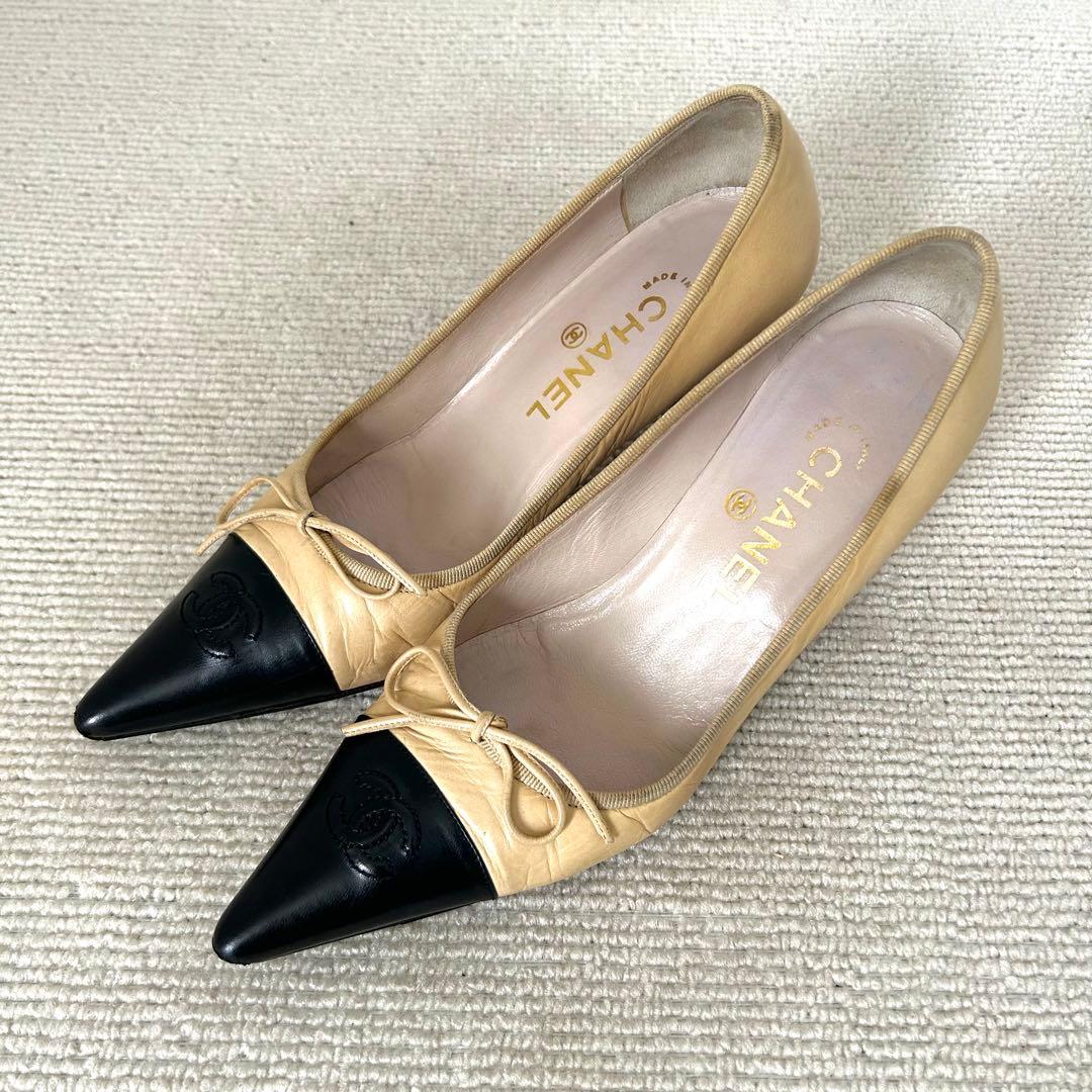 CHANEL シャネル パンプス ココマーク バイカラー 24cm 37
