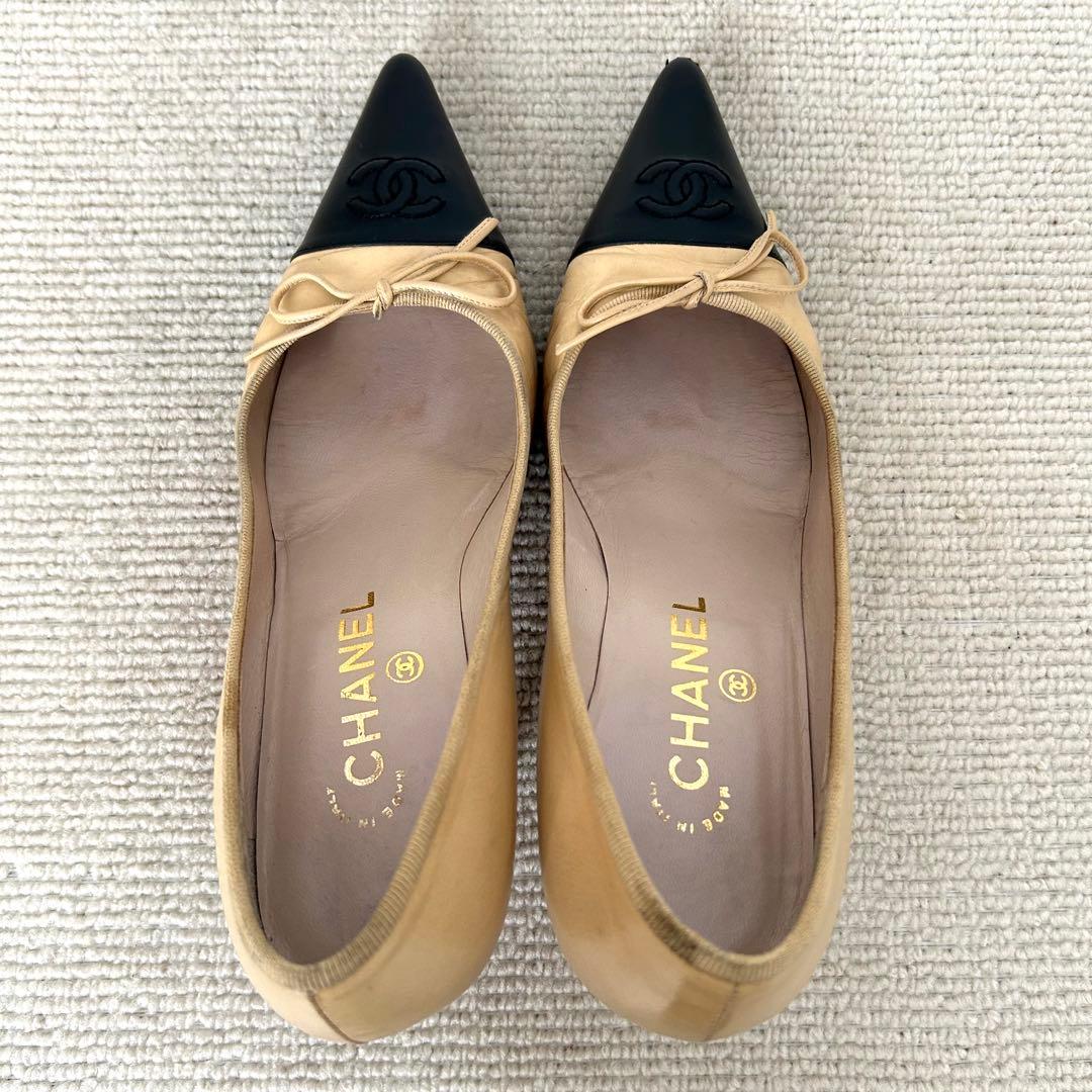 CHANEL シャネル パンプス ココマーク バイカラー 24cm 37