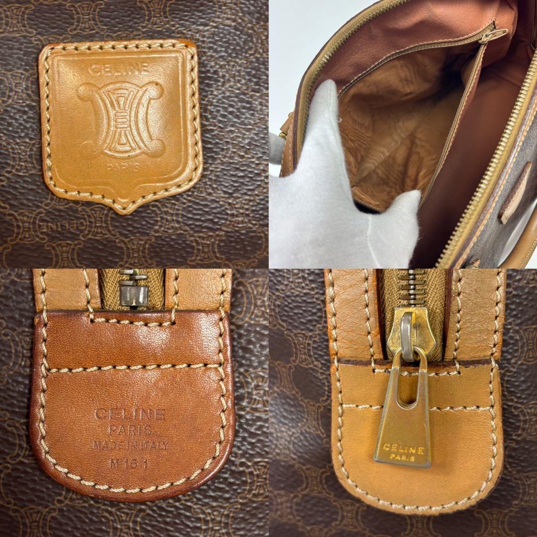 セリーヌ マカダム柄 ハンドバッグ ミニボストンバッグ PVC レザー 2way