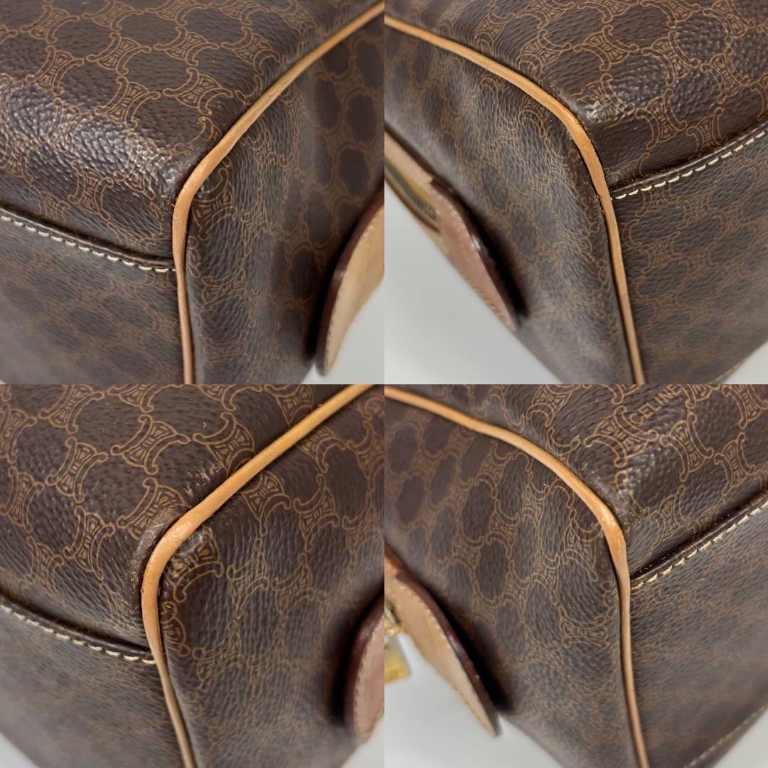 セリーヌ マカダム柄 ハンドバッグ ミニボストンバッグ PVC レザー 2way