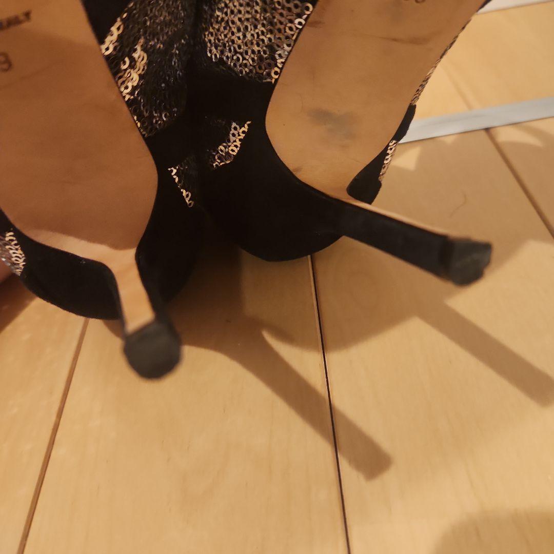 【ヨウ】Jimmy Choo/ジミーチュウ　ハイヒール　黒/シルバー