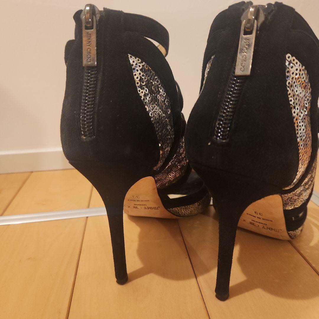 【ヨウ】Jimmy Choo/ジミーチュウ　ハイヒール　黒/シルバー