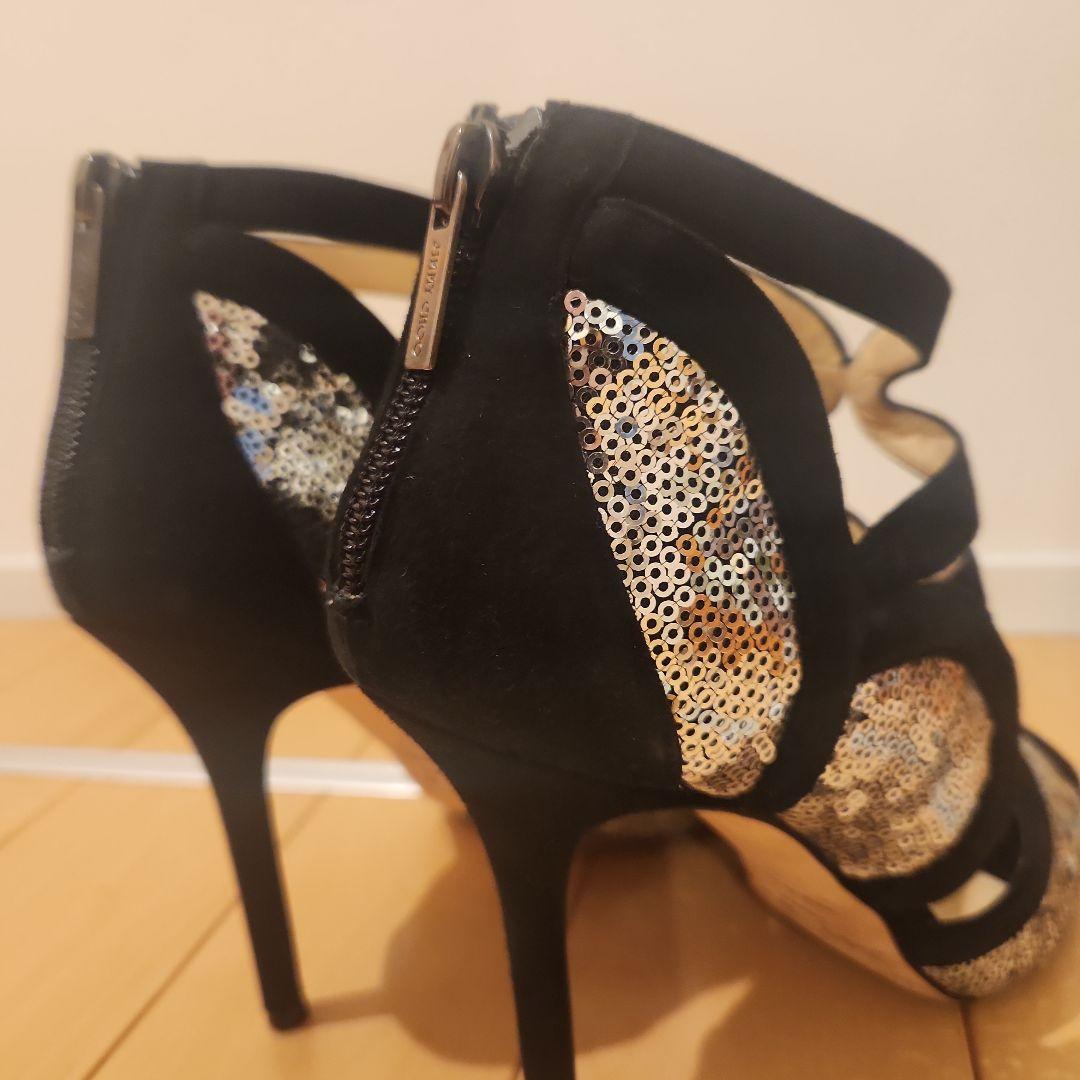 【ヨウ】Jimmy Choo/ジミーチュウ　ハイヒール　黒/シルバー