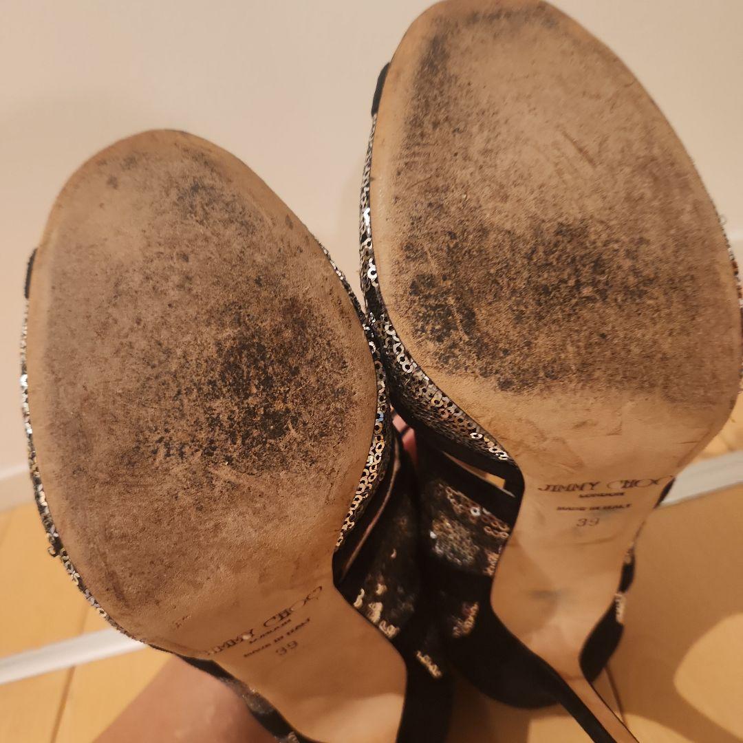 【ヨウ】Jimmy Choo/ジミーチュウ　ハイヒール　黒/シルバー