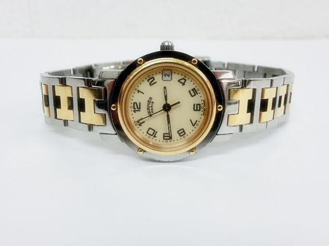 エルメス クリッパーCL4.220 白文字盤 デイト レディース 腕時計