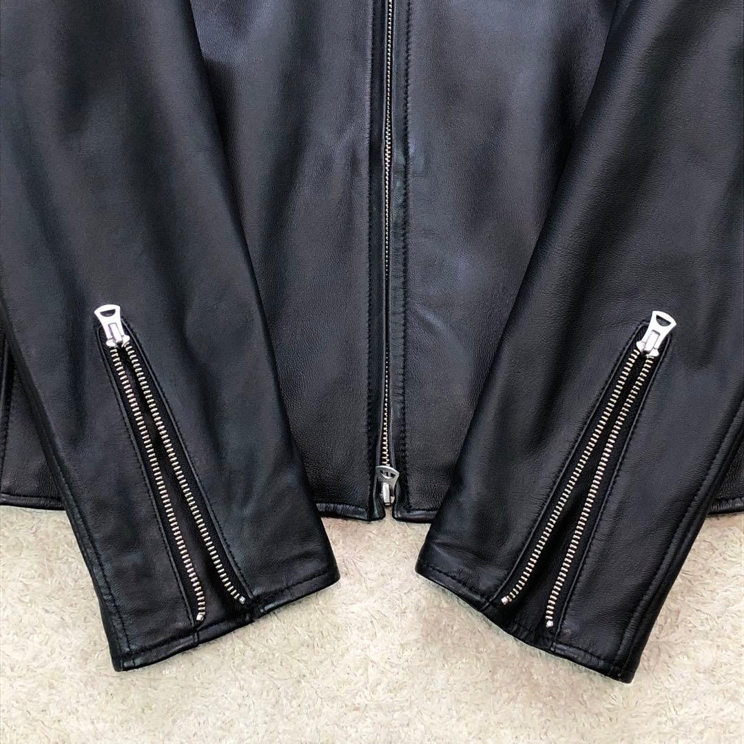 美品⭐ナノユニバース シングル ライダース 羊革 ラムレザー L ブラック 黒