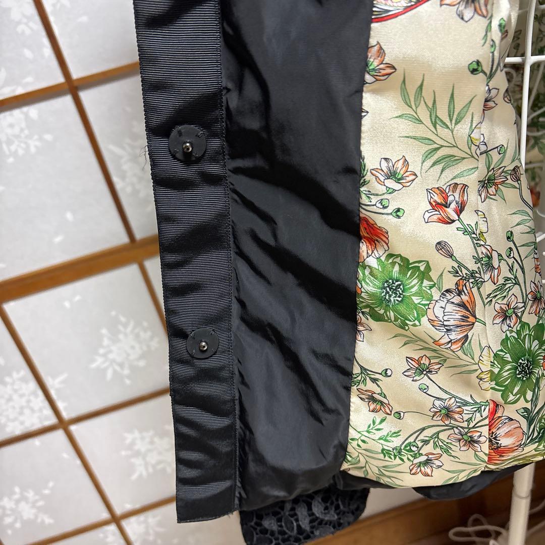 SuperBeauty ダウンコート レース ビジュー ベロア 黒 42