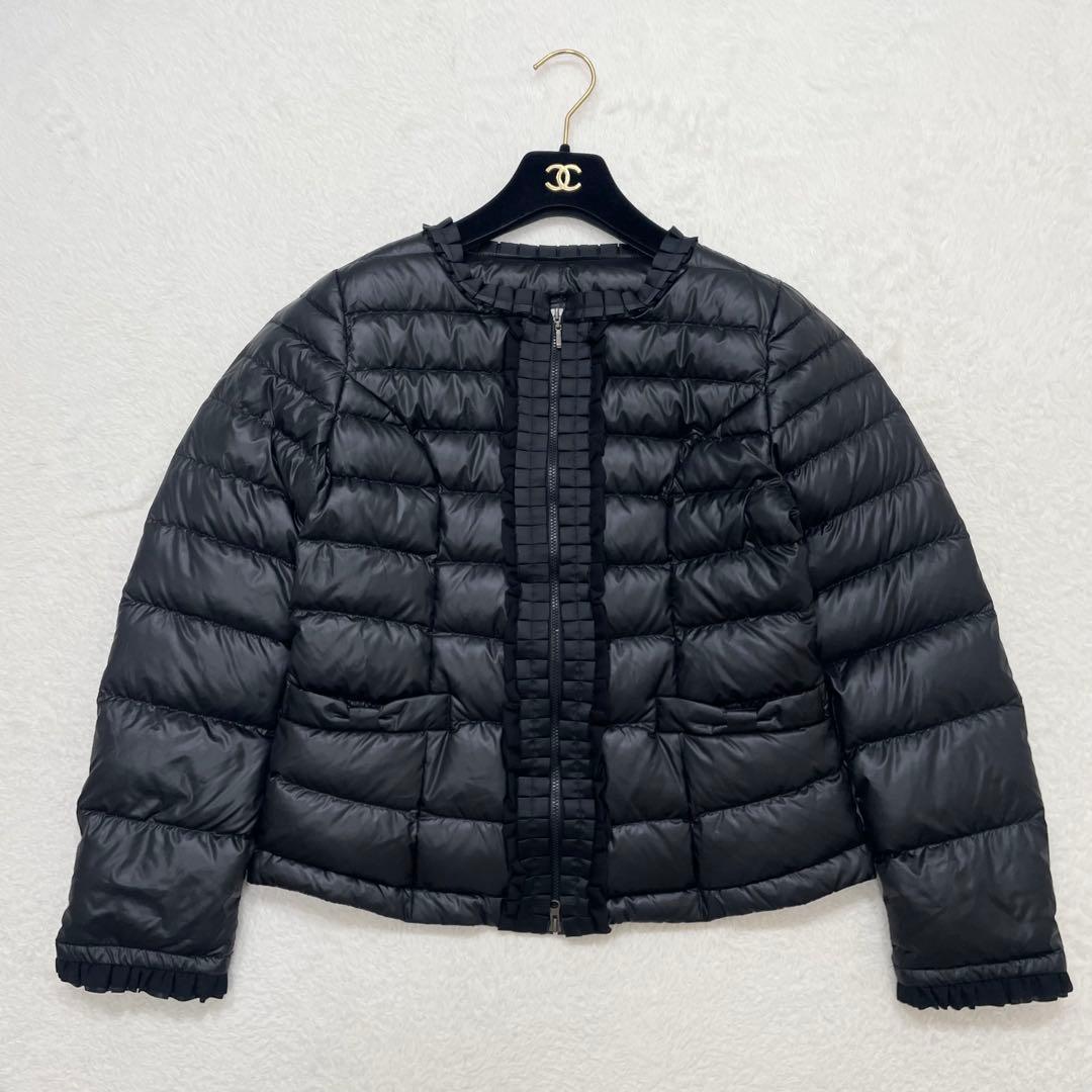 【美品】アンドラブ　ダウンジャケット　グログランリボン　ノーカラー（651）