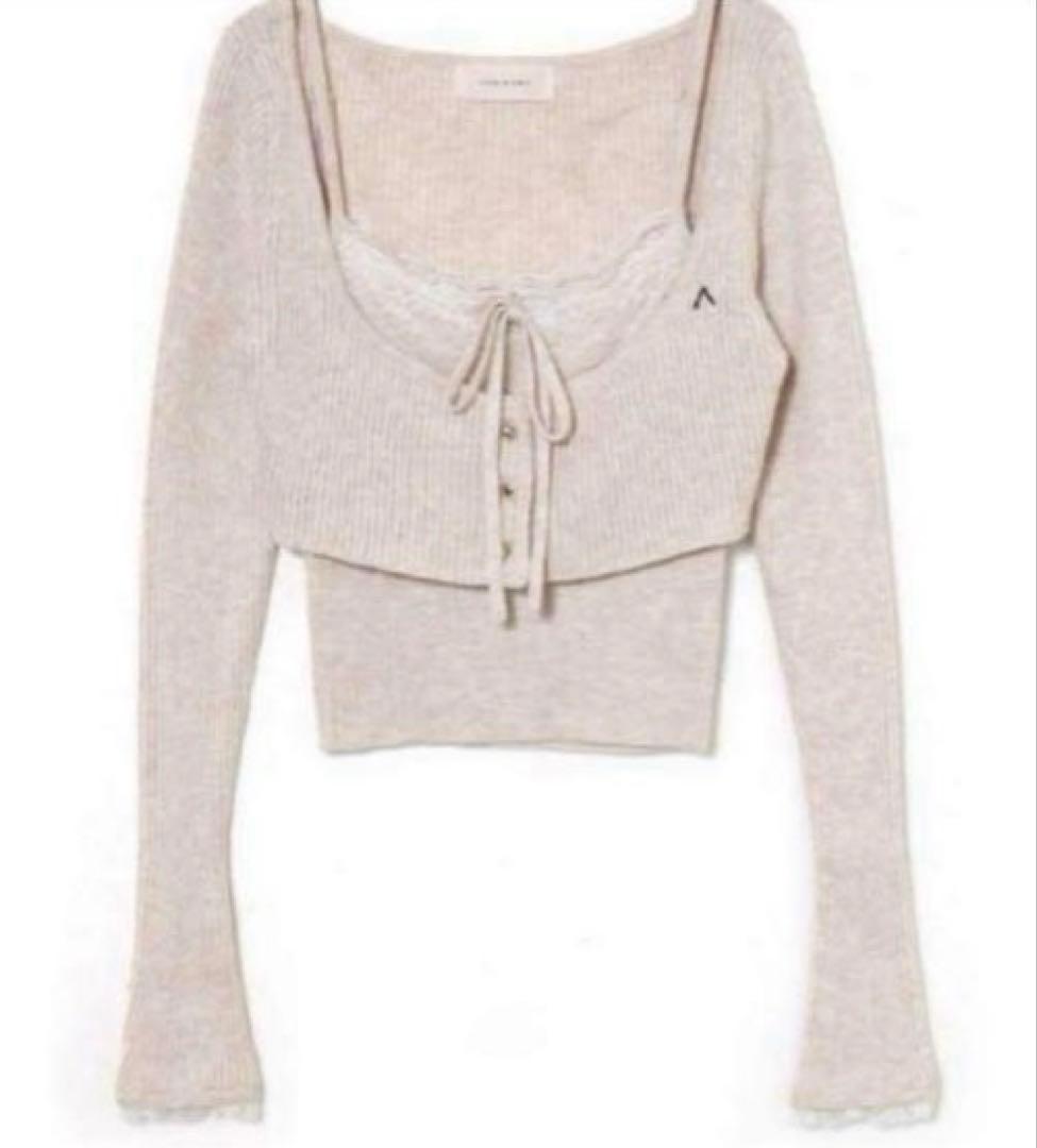 トップス andmary Brenda lace knit set beige