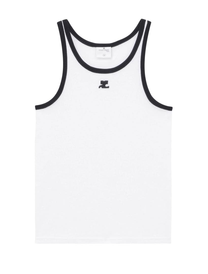 【courrèges】タンクトップ Lサイズ ホワイト/ブラック