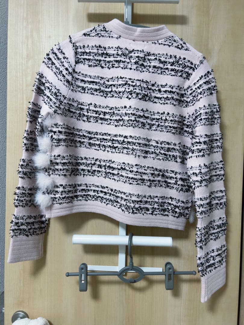 Lumi tweed-like fur knit ブラック×ピンク