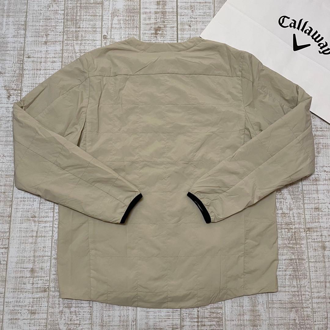 新品 キャロウェイ 長袖ブルゾン 中綿 ノーカラー ベージュ LLサイズ