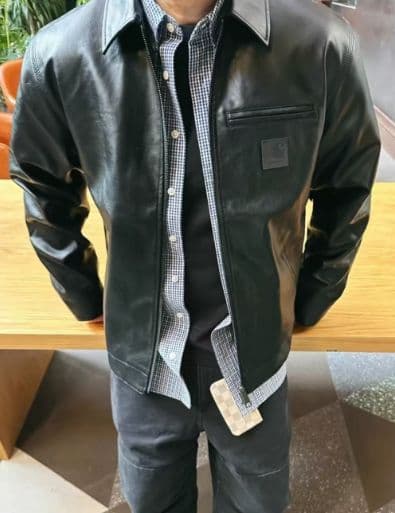 Carhartt WIP DETROIT ブラックレザージャケット 早い者勝ち