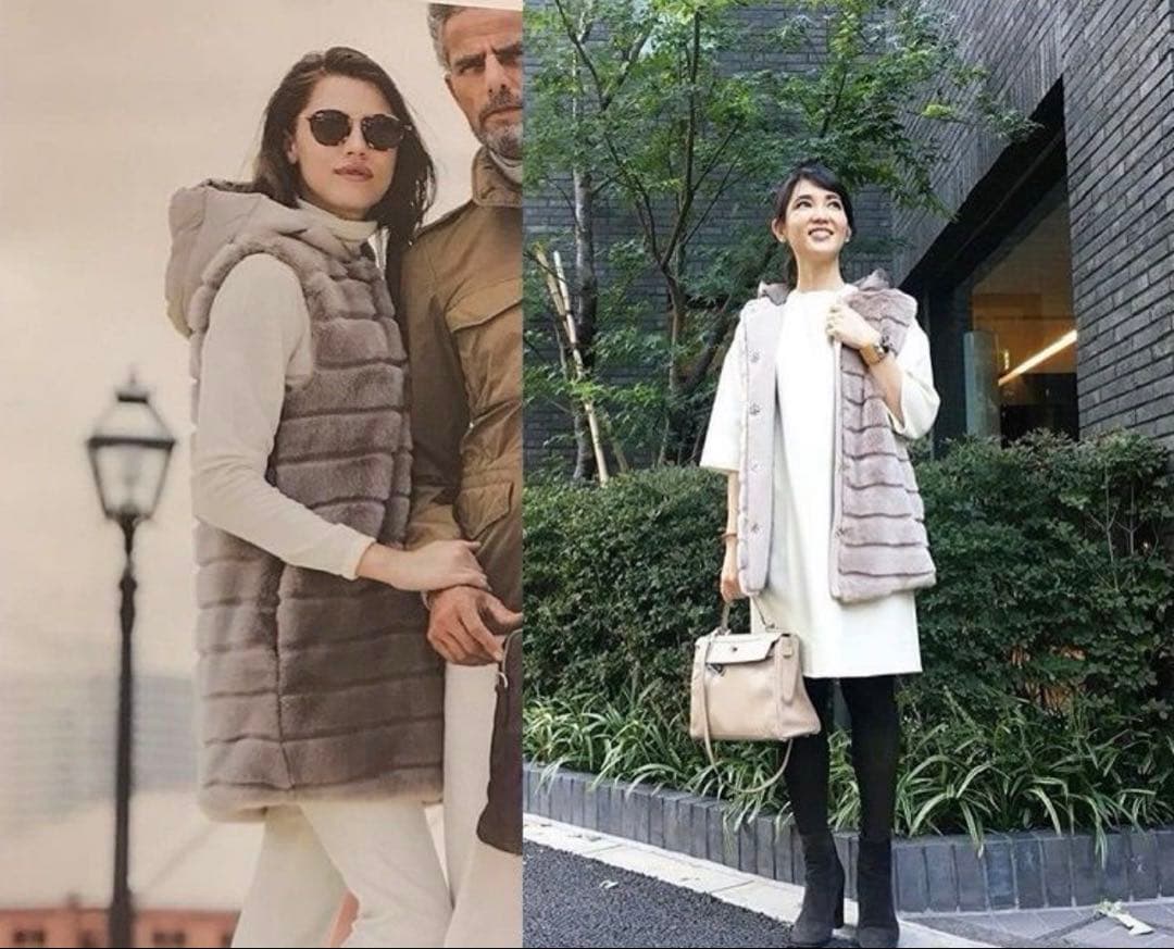 【美品】MOORER社　JAY MAYEN ふわふわエコファー　ダウンベスト