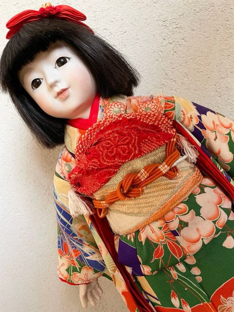 ビスクドール 日本人形 ハンドメイド 市松人形 着物 創作人形 和 アンティーク