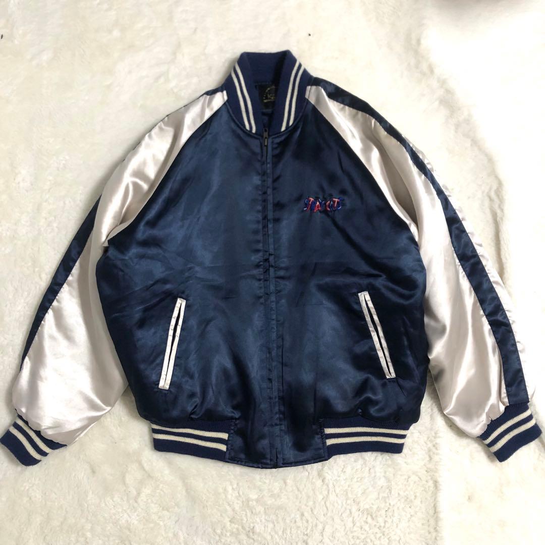 美品 スカジャン STRAY CATS ブルー×ゴールド 大きいサイズ　L