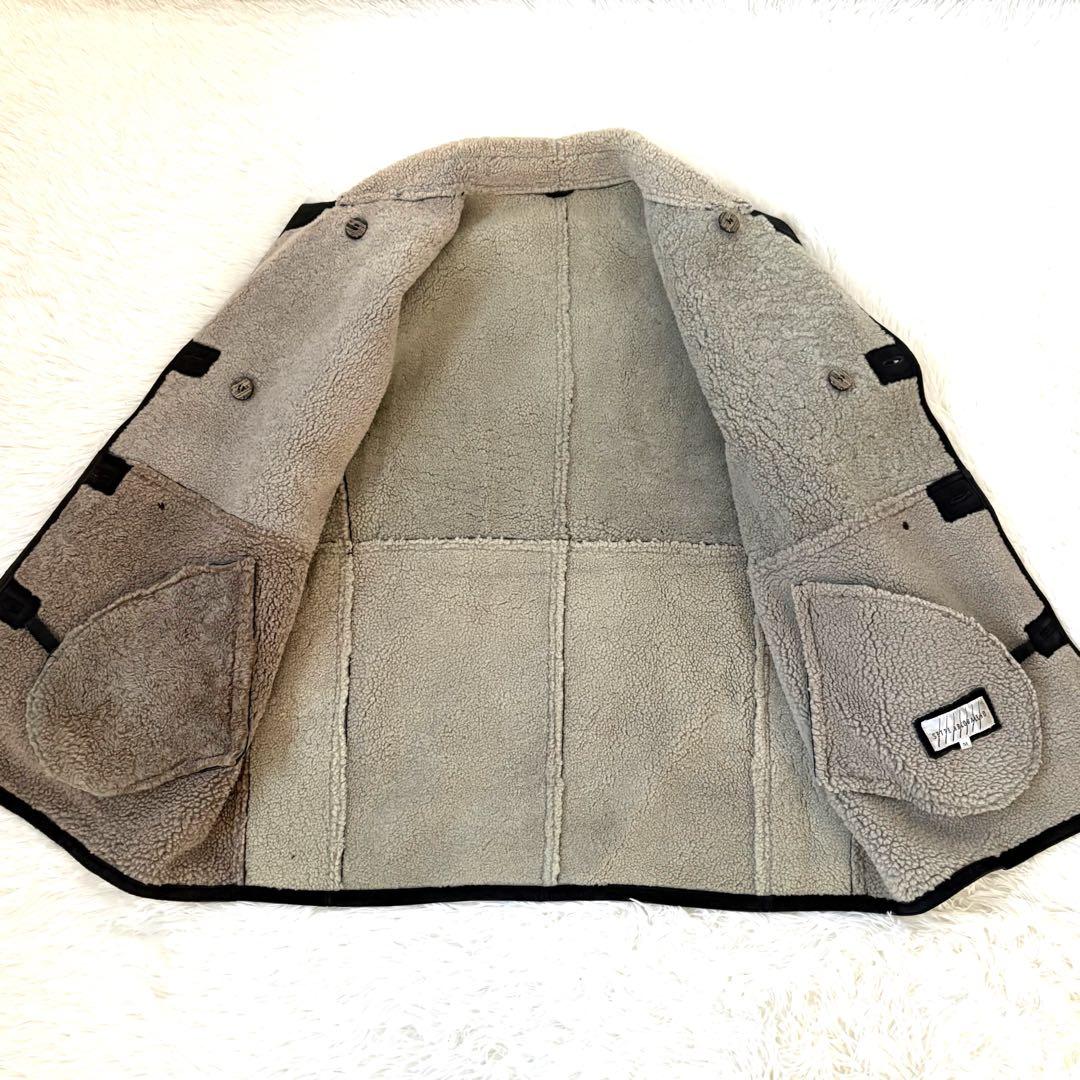 極暖　リアルムートン　ジャケット 黒 シープスキン　ボア　羊革　大きいサイズXL