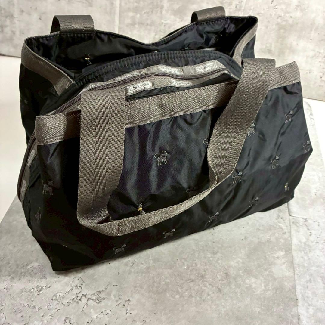 LeSportsac 　ボストンバッグ　 ポーチ　モリー　猫　ブラック　レスポ