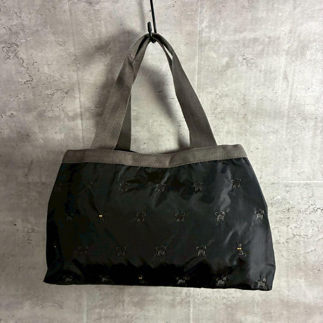 LeSportsac 　ボストンバッグ　 ポーチ　モリー　猫　ブラック　レスポ