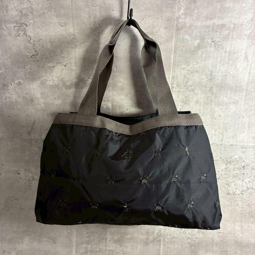 LeSportsac 　ボストンバッグ　 ポーチ　モリー　猫　ブラック　レスポ