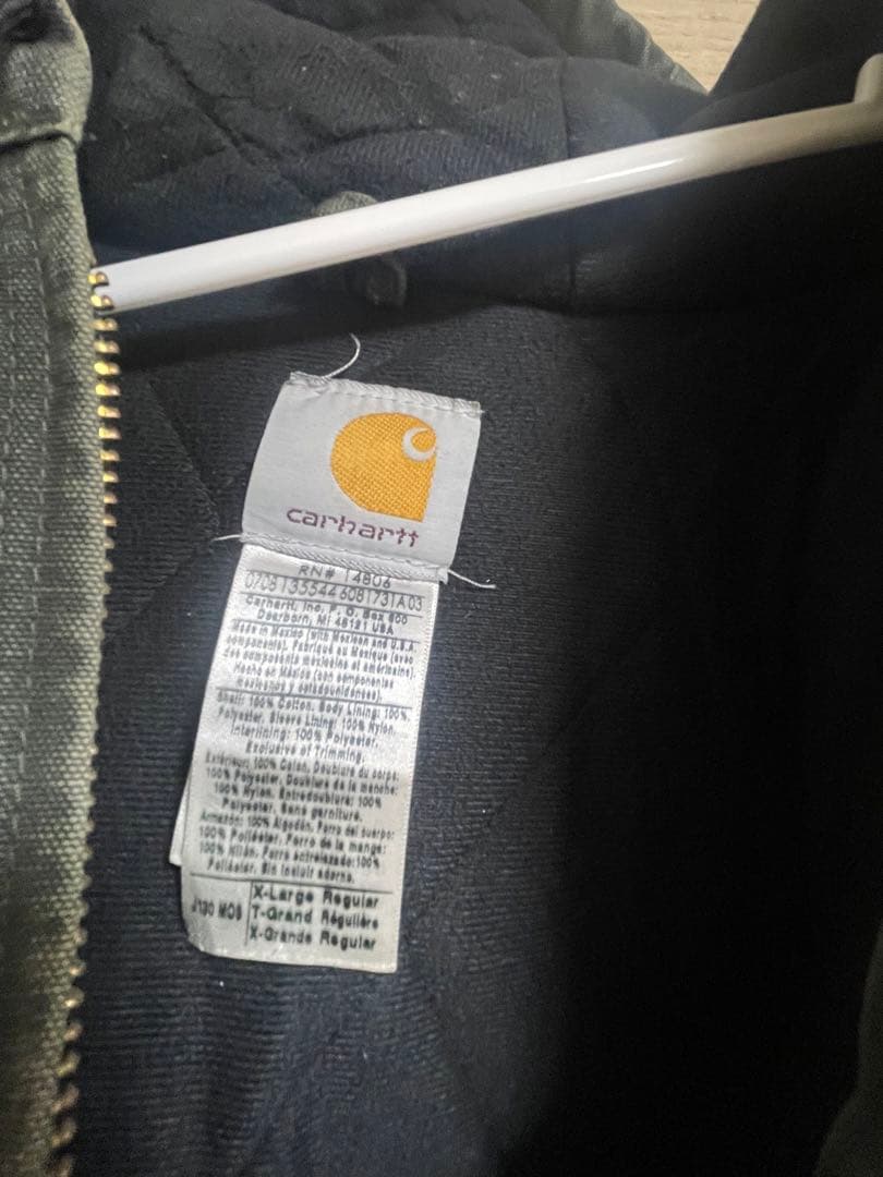 00s カーハート アクティブジャケット モスグリーン カーキXL レザーパッチ