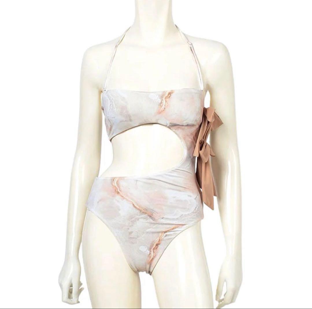 eimyistoire マーブルバイカラーサイドリボンワンピース　水着