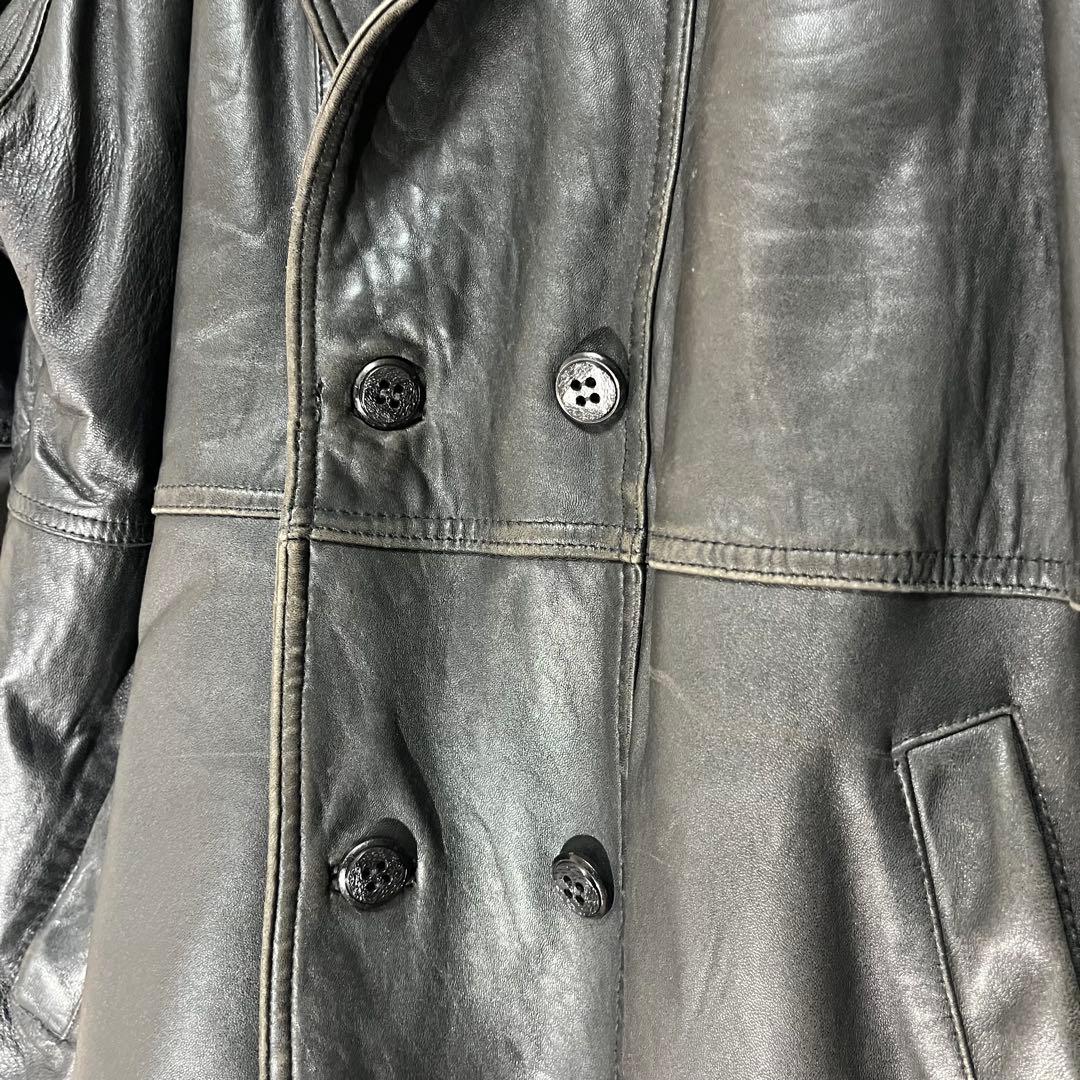 P*I様 90s 羊革 ダブル レザージャケット L 黒 ラムレザー ペイズリー