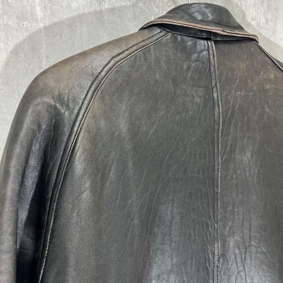 P*I様 90s 羊革 ダブル レザージャケット L 黒 ラムレザー ペイズリー