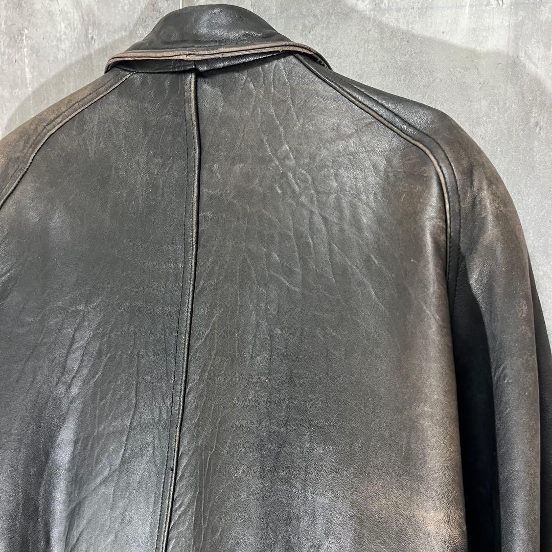 P*I様 90s 羊革 ダブル レザージャケット L 黒 ラムレザー ペイズリー