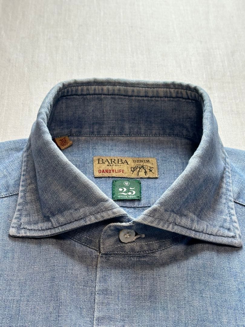 【美品クリーニング済】BARBA DANDY LIFEブルーシャンブレー39cm