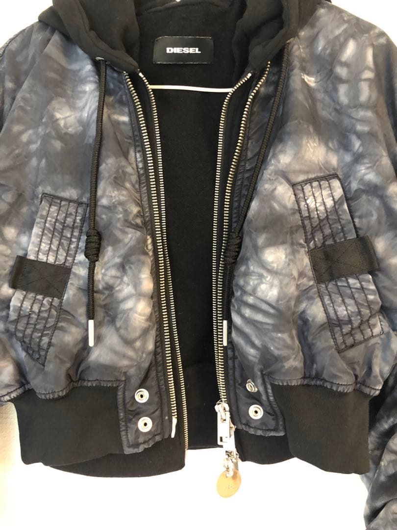 ディーゼル 中綿ジャケット レディース タイダイ柄 レイヤード フードボンバー