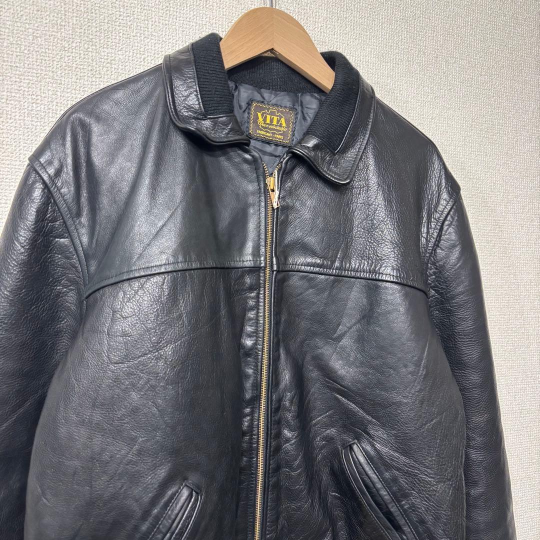 アメリカ古着　レザージャケット　キルティング　本革　L相当 3575