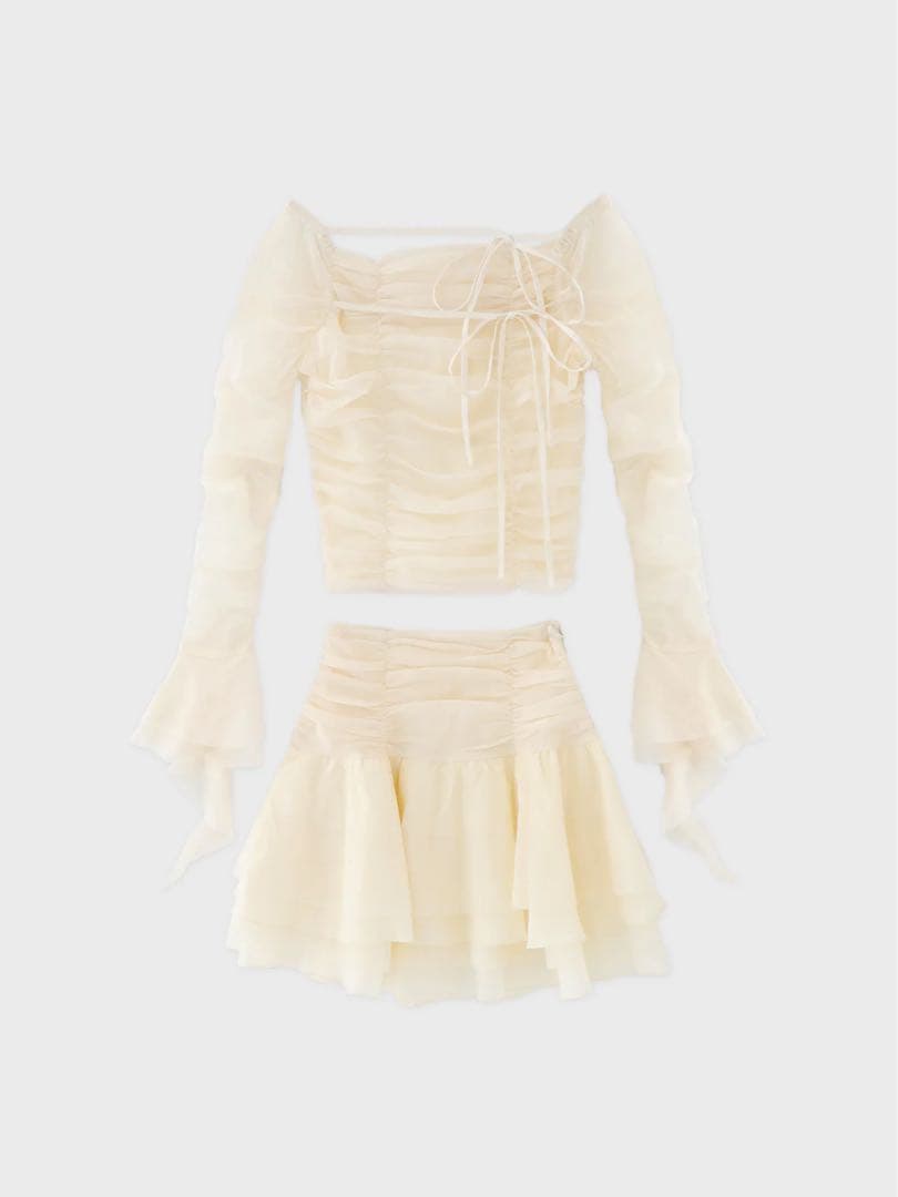 お値下げ中♡Chiffon mesh gathered setup♡エムミーエメ