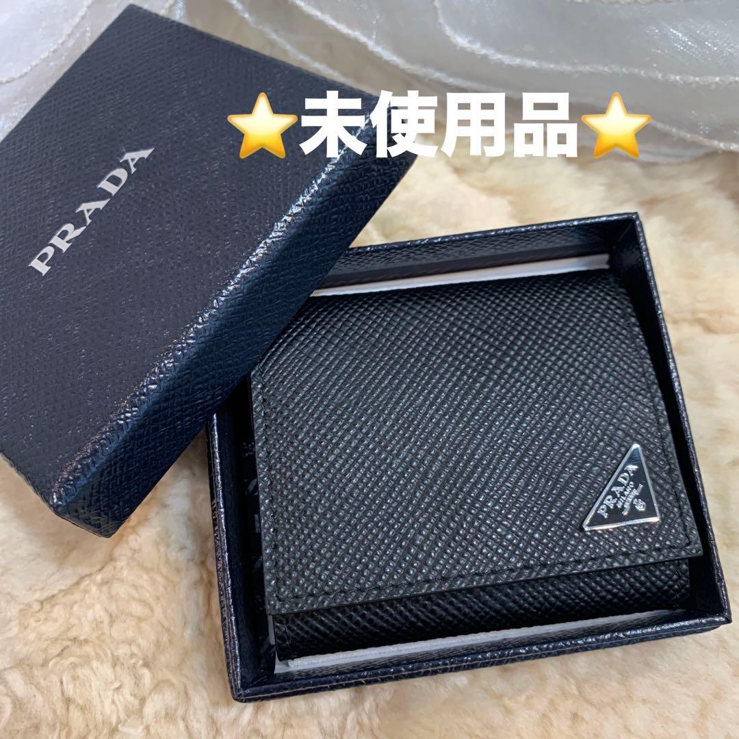 ☆未使用品☆PRADA サフィアーノ ケース トライアングルロゴ 黒